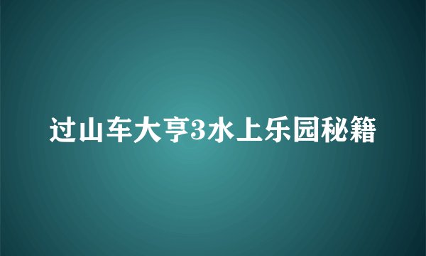 过山车大亨3水上乐园秘籍