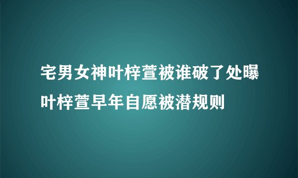 宅男女神叶梓萱被谁破了处曝叶梓萱早年自愿被潜规则