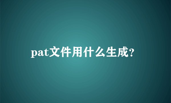 pat文件用什么生成？