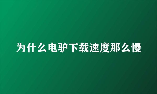 为什么电驴下载速度那么慢