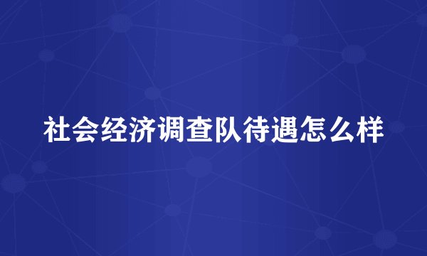社会经济调查队待遇怎么样