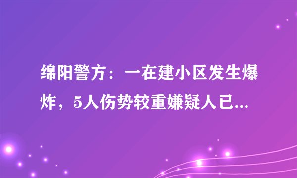 绵阳警方：一在建小区发生爆炸，5人伤势较重嫌疑人已被控制, 你怎么看？