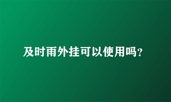 及时雨外挂可以使用吗？