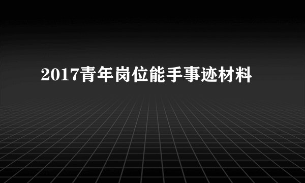 2017青年岗位能手事迹材料