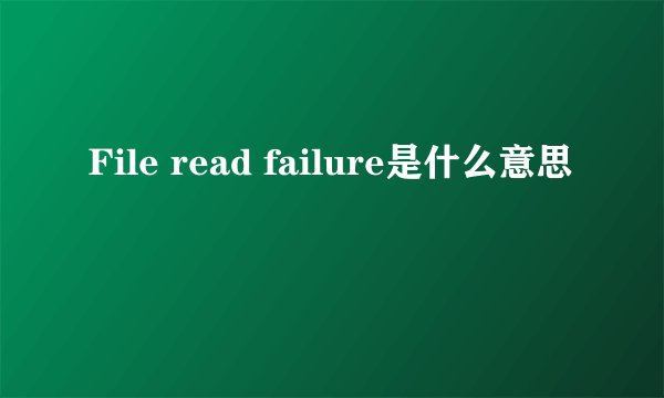 File read failure是什么意思