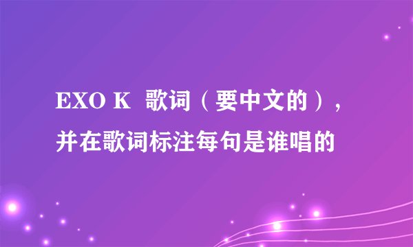 EXO K  歌词（要中文的），并在歌词标注每句是谁唱的