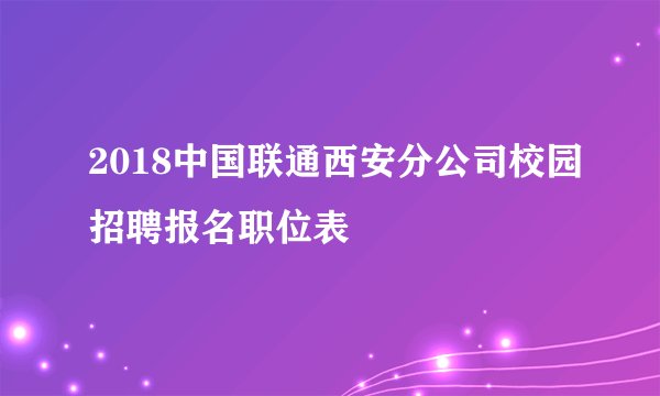 2018中国联通西安分公司校园招聘报名职位表