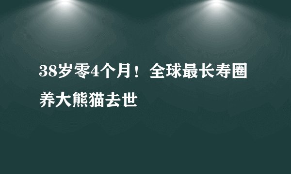 38岁零4个月！全球最长寿圈养大熊猫去世