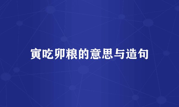 寅吃卯粮的意思与造句
