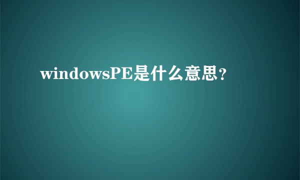 windowsPE是什么意思？