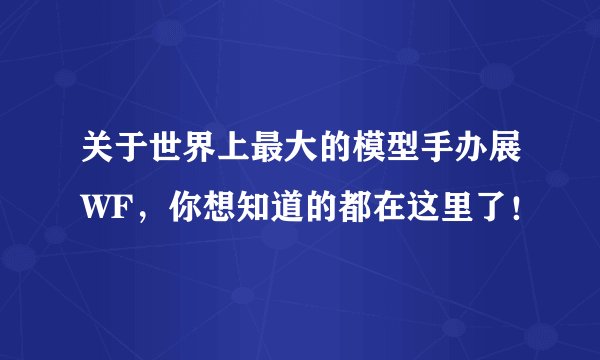 关于世界上最大的模型手办展WF，你想知道的都在这里了！
