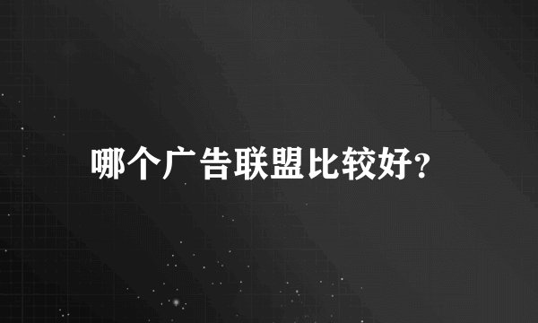 哪个广告联盟比较好？