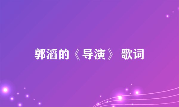 郭滔的《导演》 歌词