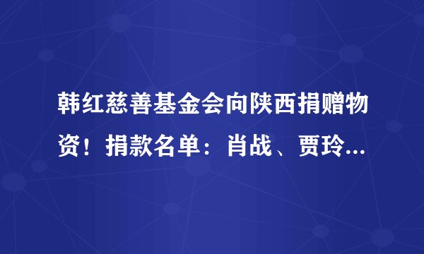 韩红慈善基金会向陕西捐赠物资！捐款名单：肖战、贾玲、邓伦等