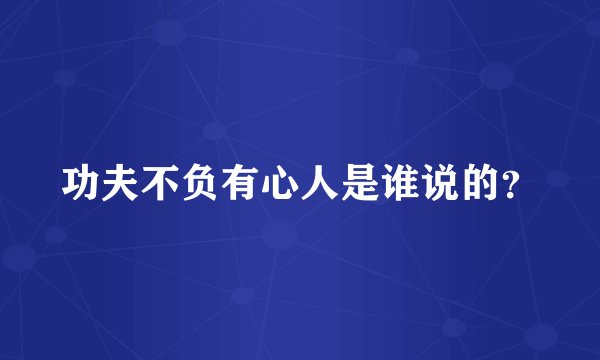 功夫不负有心人是谁说的？