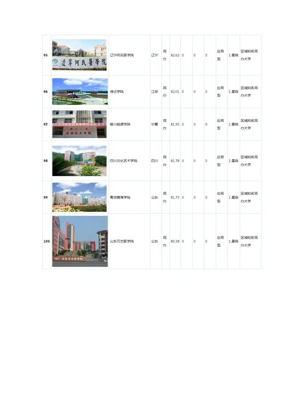 国内民办大学排名