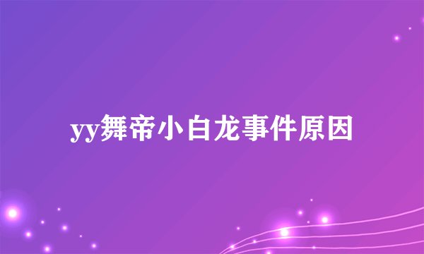 yy舞帝小白龙事件原因