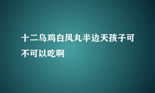 十二乌鸡白凤丸半边天孩子可不可以吃啊