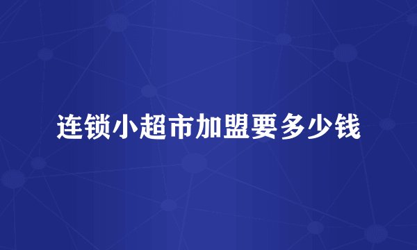 连锁小超市加盟要多少钱