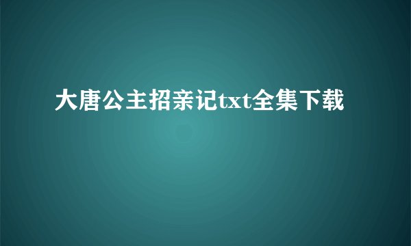 大唐公主招亲记txt全集下载