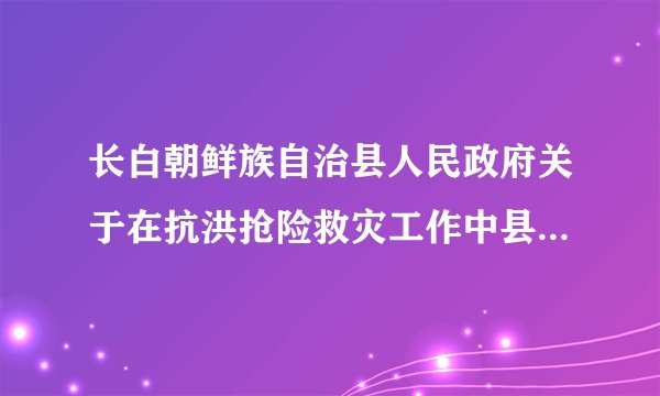 长白朝鲜族自治县人民政府关于在抗洪抢险救灾工作中县长、副县长