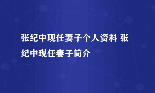 张纪中现任妻子个人资料 张纪中现任妻子简介