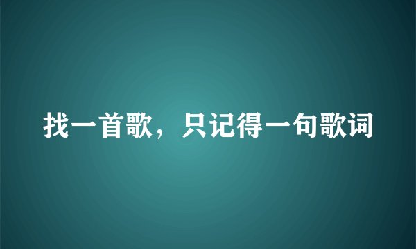 找一首歌，只记得一句歌词