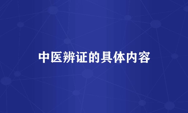 中医辨证的具体内容