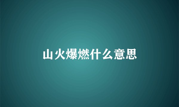 山火爆燃什么意思