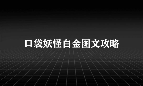 口袋妖怪白金图文攻略