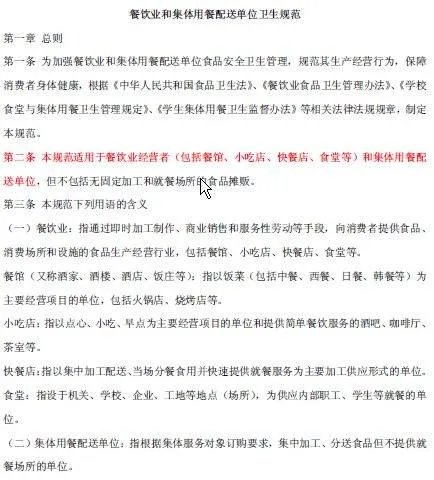 餐饮业和集体用餐配送单位卫生规范的第一章