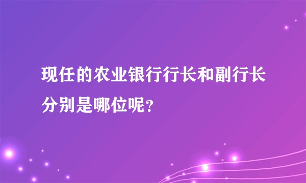 现任的农业银行行长和副行长分别是哪位呢？