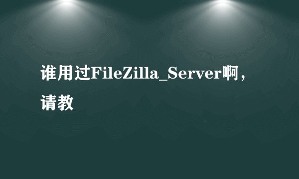 谁用过FileZilla_Server啊，请教