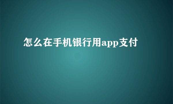 怎么在手机银行用app支付