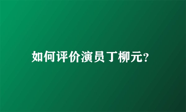 如何评价演员丁柳元？