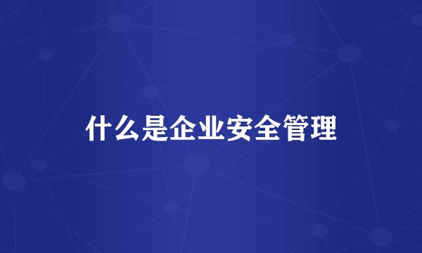 什么是企业安全管理