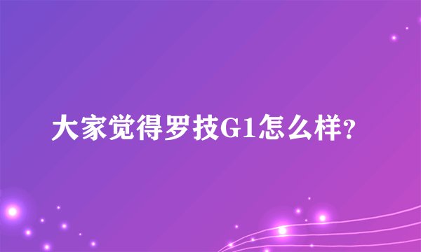 大家觉得罗技G1怎么样？