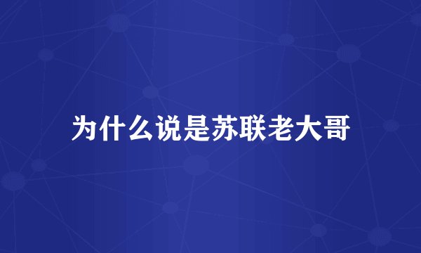 为什么说是苏联老大哥