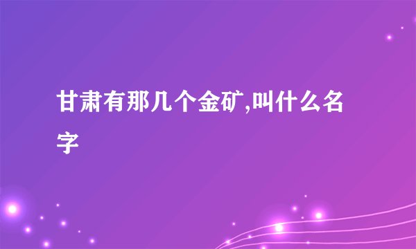 甘肃有那几个金矿,叫什么名字