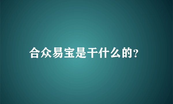 合众易宝是干什么的？