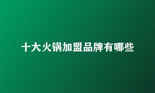 十大火锅加盟品牌有哪些