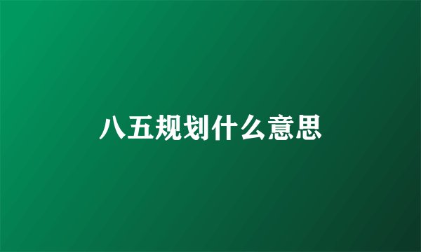 八五规划什么意思