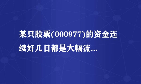 某只股票(000977)的资金连续好几日都是大幅流入,说明什么问题?是资金流入越多越好吗 ?