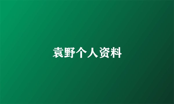 袁野个人资料