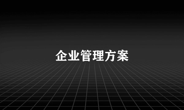 企业管理方案