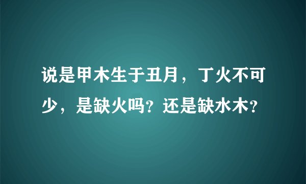 说是甲木生于丑月，丁火不可少，是缺火吗？还是缺水木？