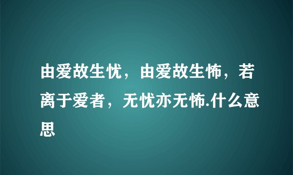 由爱故生忧，由爱故生怖，若离于爱者，无忧亦无怖.什么意思