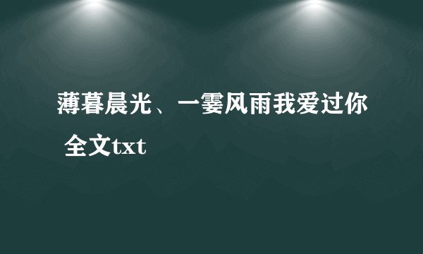 薄暮晨光、一霎风雨我爱过你 全文txt