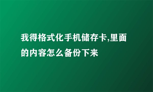我得格式化手机储存卡,里面的内容怎么备份下来