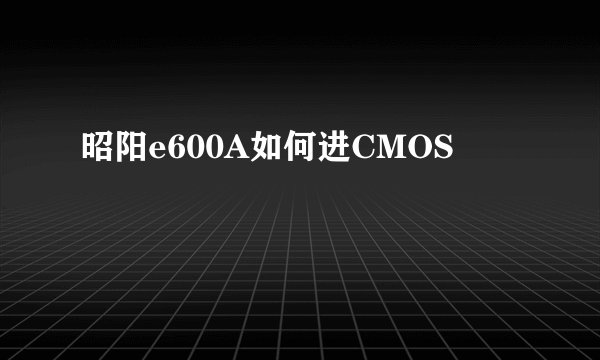 昭阳e600A如何进CMOS